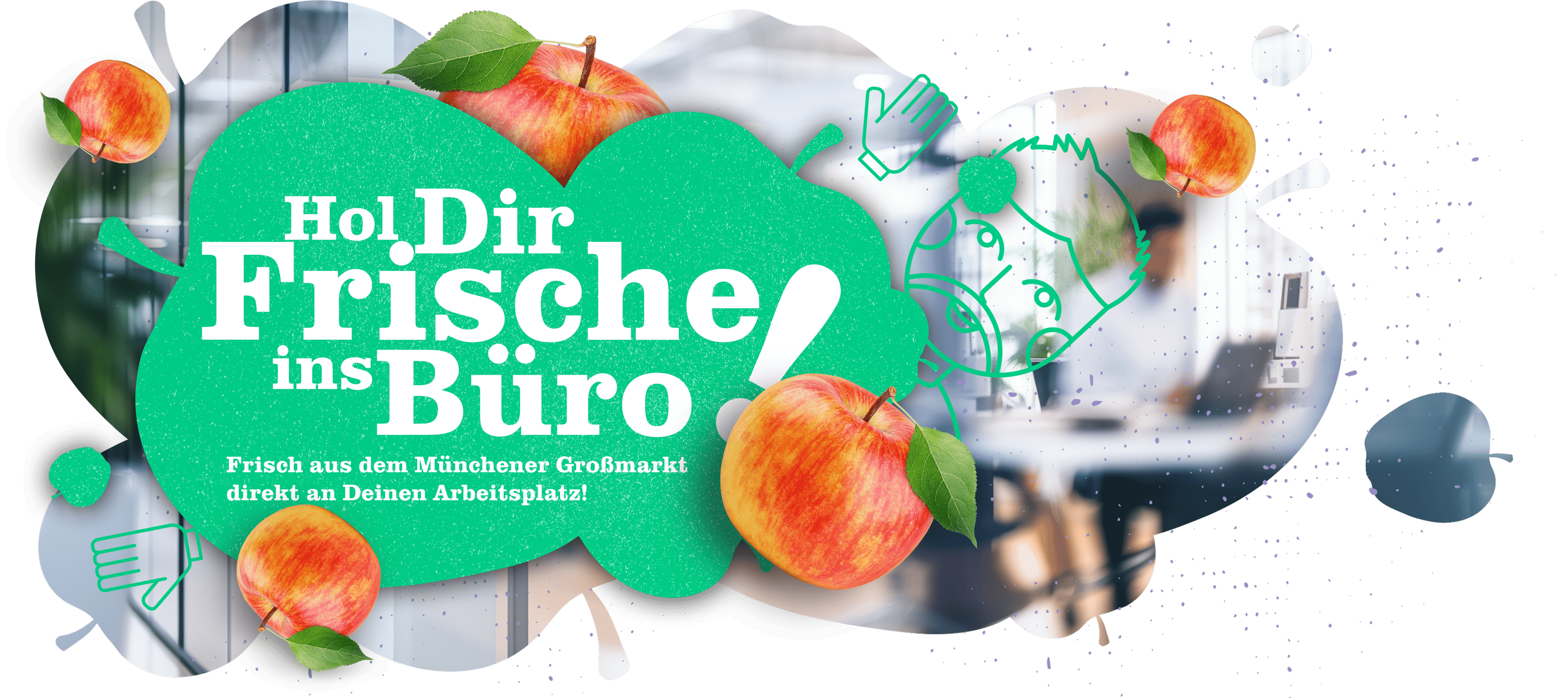 hero-home Hol dir Frische ins Büro Header mit Äpfel